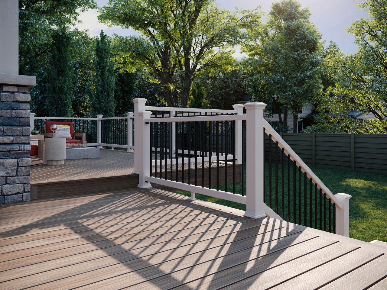 Deck in Trex Enhance color Honey Grove with deck beautiful deck furniture.